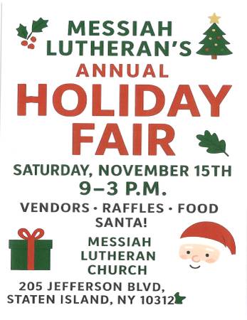 HOLIDAY FAIR NOVEMBER 15TH 9AM TO 3PM 1
