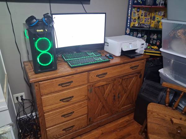 Gaming computer combo with cable and color printer 1