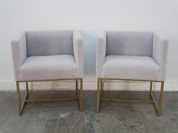 Set of 2 Restoration Hardware Emery Shelter Arm Chair in Mohair AS-IS 1