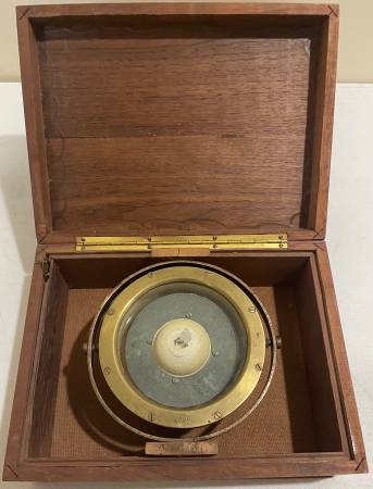 Vintage Navy Nautical  Boxed Boat Ship 5.5" Compass Gimbal 1