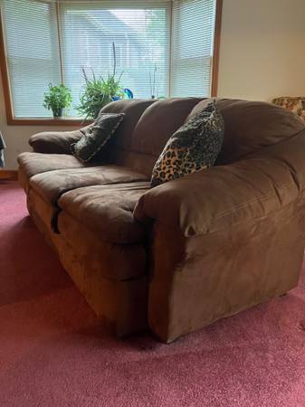 Brown micro suede sofa - excellent condition 1