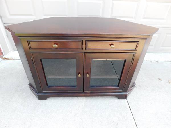 cherry colored (dark walnut) Corner-shaped Cabinet for TV's and other 1
