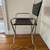 Vintage Chrome Folding Director’s Chair — Black Leather, Welded Frame 8 thumbnail