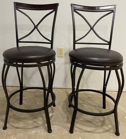 TWO Bar Stool Counter Swivel Chairs 1