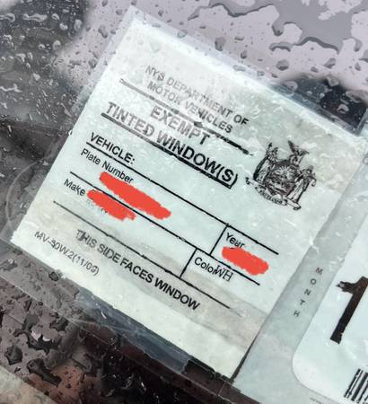 Tint Exemption Stickers 1