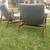 Mid Century Modern Walnut Gray Chenille Lounge Chairs - a Pair 3 thumbnail