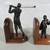 Golfer & Caddie Bronze Tone Epoxy/Resin Cast Vintage Bookends 5 thumbnail
