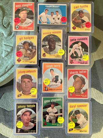 🥎 (12) 1959 TOPPS BASEBALL CARDS * (3) HALL OF FAMERS 🥎 1