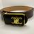 Women’s Celine Designer Brown Leather Belt with black/gold buckle with gold lo 1 thumbnail
