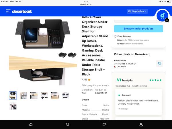 Under Desk Open Drawer Organizer Storage Box Stationary Container 1