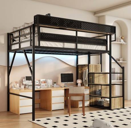 Full size metal loft bed 1
