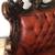 GORGEOUS antique leather couch from Italy. With hand carved wood trim 3 thumbnail