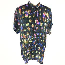 CAbi Sabine Watercolor Short Sleeve Blouse Size Medium # 3143 1