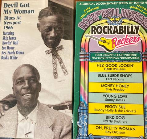 Two VHS Tapes of Rockabilly and 1966 New Port Blues Devil Got My Woman 1