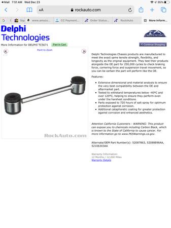 Wrangler TJ NEW Rear Stabilizer Bar Links 1