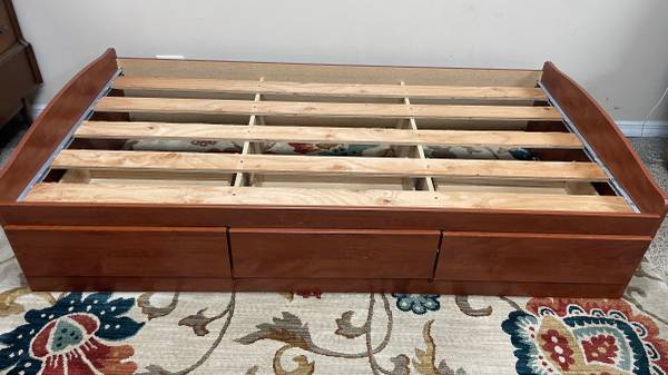 Twin Platform Bed Frame w/ 3 dresser drawers 🚚 extra Cama tipo plataf 1