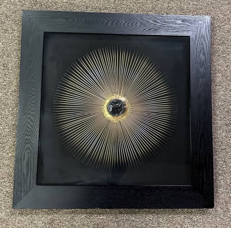 Handmade Brutalist Metal Sunburst Art – 36” Shadowbox 1