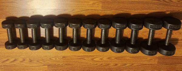 York roundhead dumbbells - 5s, 7s, 8s, 9s, 12s, 15s, and 95s 1