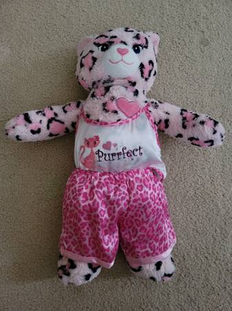 BUILD A BEAR PINK HEART CAT LEOPARD PLUSH STUFF ANIMAL DOLL 1