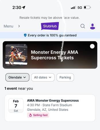 AMA Motocross Tickets (Front Section 2 Tickets) 1