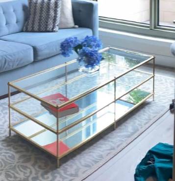 West Elm Terrace Coffee Table (Brass / Glass, 3-tier) 1