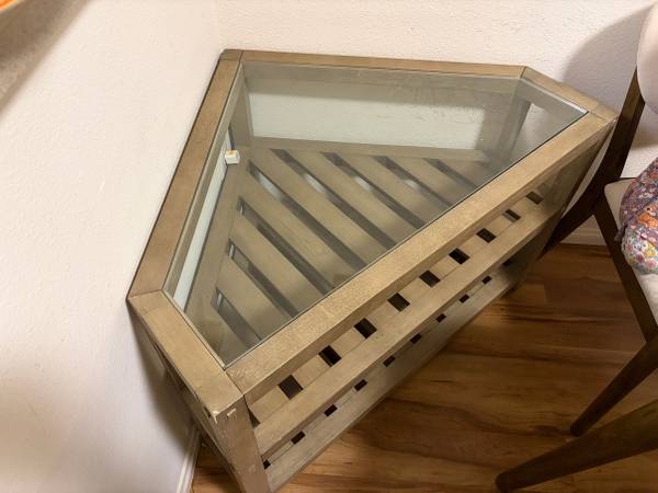 Glass Top Corner Console Table 1