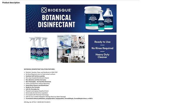 Bioesque Botanical Disinfectant Solution, Heavy Duty 1