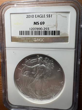2010 & 2014 American Silver Eagle Graded NGC MS69 1
