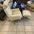 White Leather stressless Recliner and ottoman 2 thumbnail