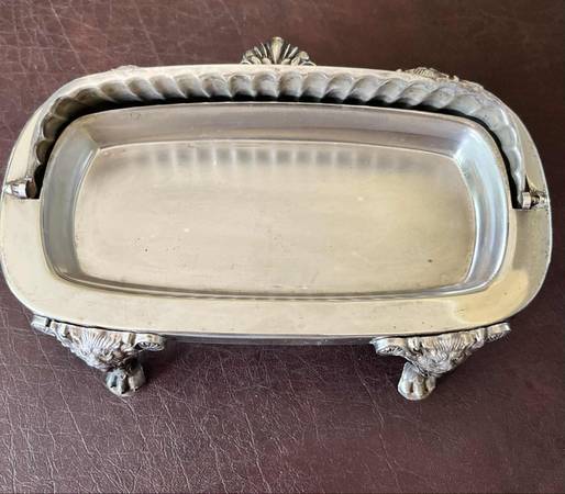 Antique F.B. Rogers Silver Plate Roll Top Butter Dish