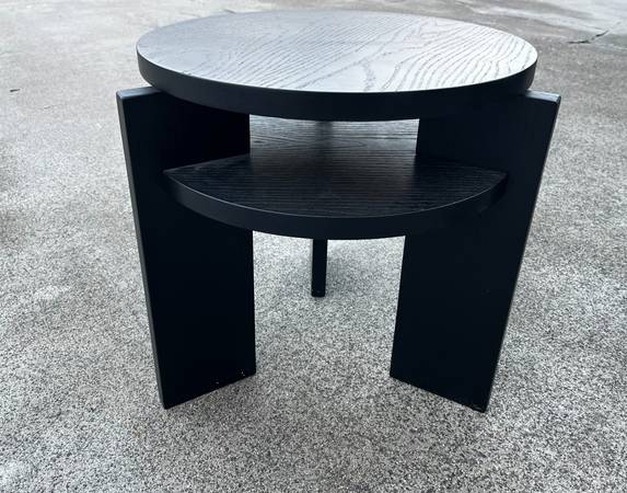 Black small round two tier end tables 1