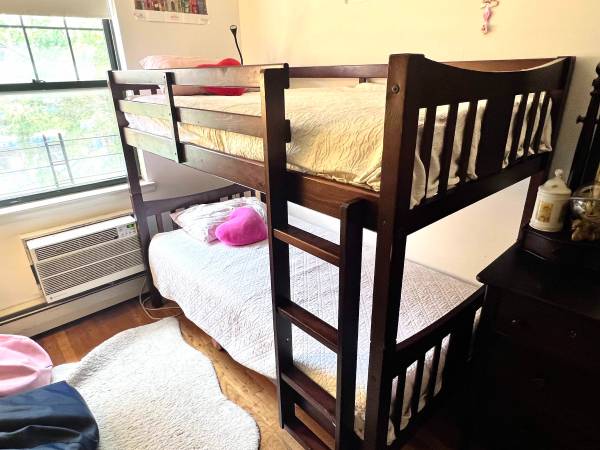 solid dark wood bunk twin beds for sale 1