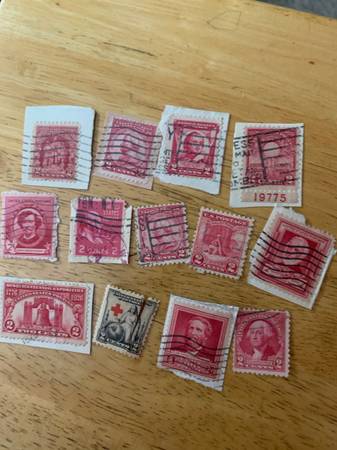 13 diff. UNITED STATES 2 CENT STAMPS-USED-1920's 1