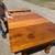 Solid Oak Harvest Table with center leg, 2 leaves, 6 Press-back Chairs 4 thumbnail