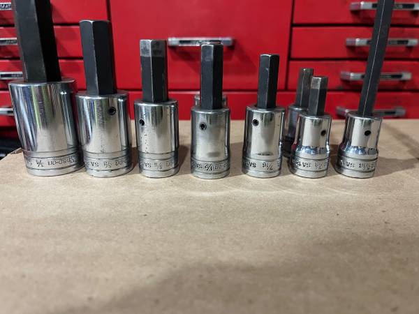 Snap on Hex bit set 1/2 drive 1