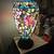 Tiffany style stained glass green red pink blue 19" tall lamp table electric lig 8 thumbnail