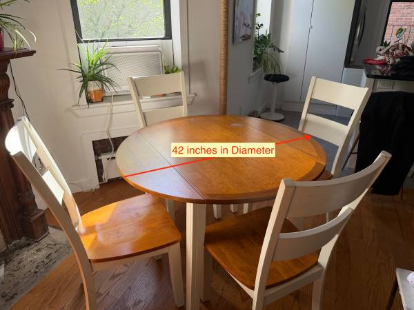 Solid Wood Drop-Leaf Dining Table + 4 Matching Chairs – Perfect for Sm 1