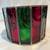 VINTAGE RED & GREEN LEADED STAINED GLASS CANDLE HOLDER 2 thumbnail