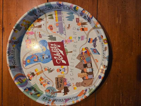 Rare 1950s schlitz metal serving tray 1