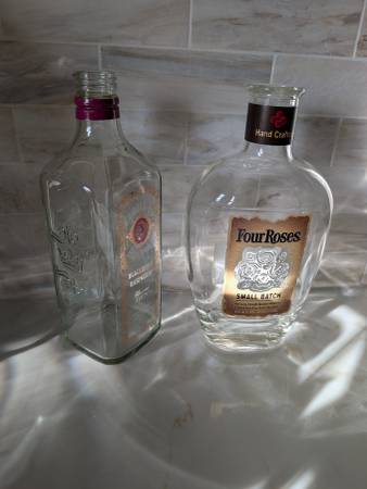 EMPTY GLASS GIN & WHISKEY BOTTLES 1