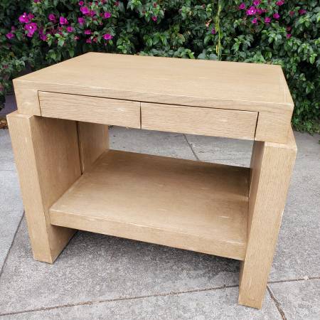 A Rudin LA No. 8150 Veneered All Wood Two Drawer Side Table USA Made 1