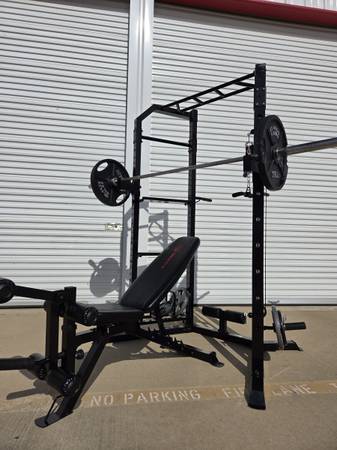 Marcy  Squat Rack  w/ Pulley  Bench  & Weights  READ BELOW.  DELIVERY AVAIL 1