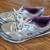 Youth size 3 1/2 silver with purple trim girls tennis shoes 1 thumbnail