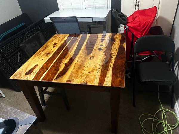 Solid wood epoxy finish game table 1