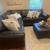 Leather sectional couch -2 piece plus ottoman - dark brown 1 thumbnail