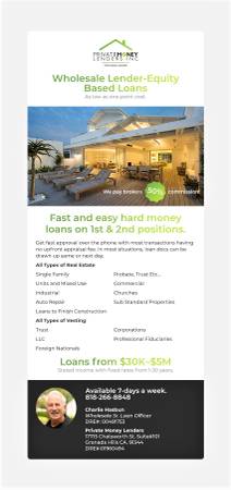 Brokers Welcome!!!PRIVATE MONEY LENDERS,INC. WHOLESALE LENDERS! 1