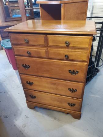 Mid century solid wood dresser 1