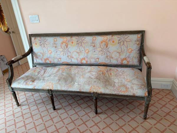 Louis XVI–Style Walnut Sofa, Napoleon III Period, Aubusson Tapestry Up 1