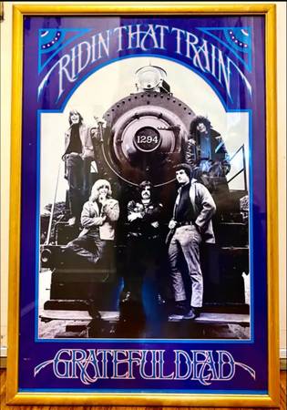 Vintage Grateful Dead Album Poster ‘Ridin That Train’ Framed 24”x36” 1