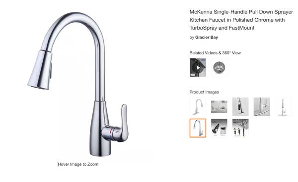 Glacier Bay Chrome McKenna Kitchen Faucet with Pull Down Sprayer 1